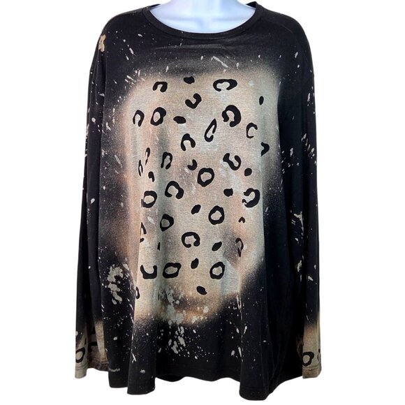 Athletic Works Tops - Leopard Print Long Sleeve Black Top XL (46-48) By Athletic Works